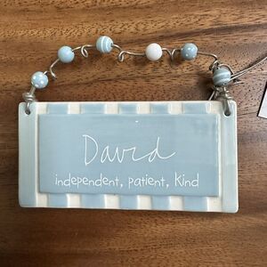 Department 56 Sandra Magsamen Boys Name Tag Ornament Decor Ceramic Plaque DAVID